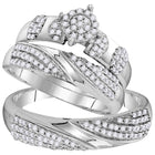 Eternal Love 10kt White Gold His Hers Round Diamond Cluster Wedding Set 3/4 Cttw - Alternate view 1 from Splendid Jewellery