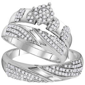 Eternal Love 10kt White Gold His Hers Round Diamond Cluster Wedding Set 3/4 Cttw - Alternate view 1 from Splendid Jewellery