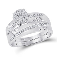 Load image into Gallery viewer, Eternal Love 10kt White Gold His Hers Round Diamond Cluster Wedding Set - Splendid Jewellery