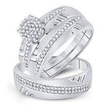 Load image into Gallery viewer, Eternal Love 10kt White Gold His Hers Round Diamond Cluster Wedding Set - Splendid Jewellery