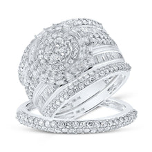 Load image into Gallery viewer, Eternal Love 10kt White Gold His Hers Round Diamond Cluster Wedding Set - Splendid Jewellery