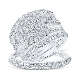 Eternal Love 10kt White Gold His Hers Round Diamond Cluster Wedding Set - Splendid Jewellery