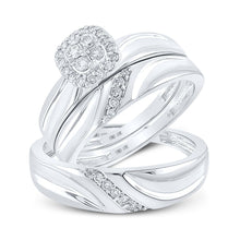 Load image into Gallery viewer, Eternal Love 10kt White Gold His Hers Round Diamond Cluster Wedding Set - Splendid Jewellery