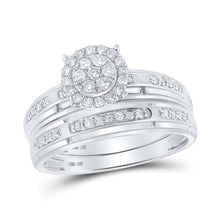 Load image into Gallery viewer, Eternal Love: 10kt White Gold His Hers Round Diamond Cluster Wedding Set - Splendid Jewellery