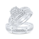 Eternal Love: 10kt White Gold His Hers Round Diamond Cluster Wedding Set - Alternate view 1 from Splendid Jewellery