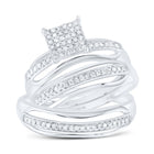 Eternal Love 10kt White Gold His Hers Round Diamond Cluster Wedding Set - Alternate view 1 from Splendid Jewellery