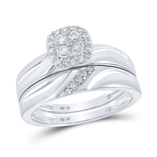 Load image into Gallery viewer, Eternal Love 10kt White Gold His Hers Round Diamond Cluster Wedding Set - Alternate view 3 from Splendid Jewellery