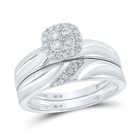 Eternal Love 10kt White Gold His Hers Round Diamond Cluster Wedding Set - Alternate view 3 from Splendid Jewellery