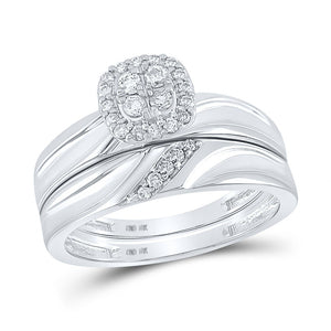 Eternal Love 10kt White Gold His Hers Round Diamond Cluster Wedding Set - Splendid Jewellery