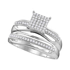 Eternal Love 10kt White Gold His Hers Round Diamond Cluster Wedding Set - Alternate view 2 from Splendid Jewellery