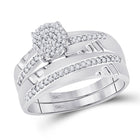 Eternal Love 10kt White Gold His Hers Round Diamond Cluster Wedding Set - Alternate view 3 from Splendid Jewellery