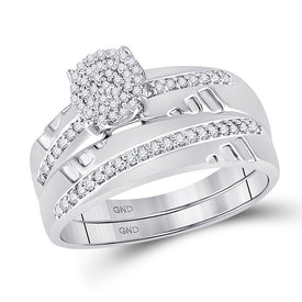 Eternal Love 10kt White Gold His Hers Round Diamond Cluster Wedding Set - Alternate view 3 from Splendid Jewellery