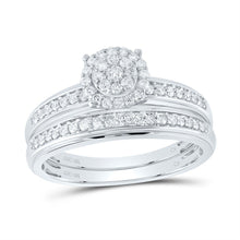 Load image into Gallery viewer, Eternal Love 10kt White Gold His Hers Round Diamond Halo Matching Wedding Set 1/2 Cttw - Splendid Jewellery