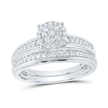 Load image into Gallery viewer, Eternal Love 10kt White Gold His Hers Round Diamond Halo Matching Wedding Set 1/2 Cttw - Alternate view 3 from Splendid Jewellery