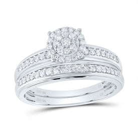 Eternal Love 10kt White Gold His Hers Round Diamond Halo Matching Wedding Set 1/2 Cttw - Alternate view 3 from Splendid Jewellery