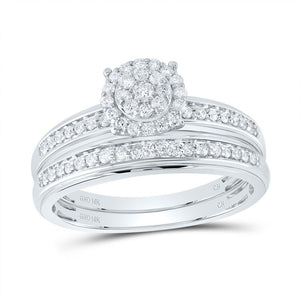 Eternal Love 10kt White Gold His Hers Round Diamond Halo Matching Wedding Set 1/2 Cttw - Splendid Jewellery