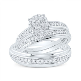 Eternal Love 10kt White Gold His Hers Round Diamond Halo Matching Wedding Set 1/2 Cttw - Alternate view 1 from Splendid Jewellery