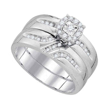 Load image into Gallery viewer, Eternal Love 10kt White Gold His Hers Round Diamond Solitaire Matching Wedding Set 1/3 Cttw - Alternate view 3 from Splendid Jewellery