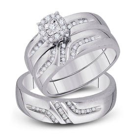 Eternal Love 10kt White Gold His Hers Round Diamond Solitaire Matching Wedding Set 1/3 Cttw - Alternate view 1 from Splendid Jewellery