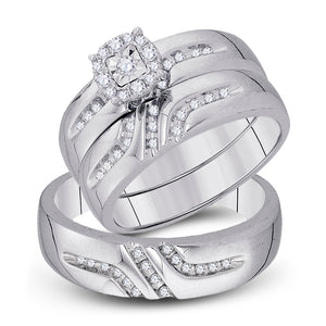 Eternal Love 10kt White Gold His Hers Round Diamond Solitaire Matching Wedding Set 1/3 Cttw - Splendid Jewellery