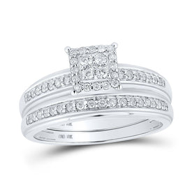 Eternal Love 10kt White Gold His Hers Round Diamond Square Matching Wedding Set 1/2 Cttw - Alternate view 3 from Splendid Jewellery