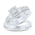 Eternal Love 10kt White Gold His Hers Round Diamond Square Matching Wedding Set 1/3 Cttw - Splendid Jewellery