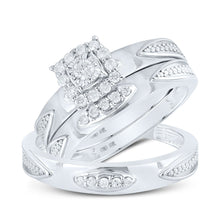 Load image into Gallery viewer, Eternal Love 10kt White Gold His Hers Round Diamond Square Matching Wedding Set 1/3 Cttw - Alternate view 1 from Splendid Jewellery