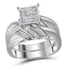 Load image into Gallery viewer, Eternal Love 10kt White Gold His Hers Round Diamond Square Matching Wedding Set - Alternate view 4 from Splendid Jewellery