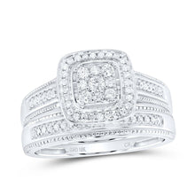 Load image into Gallery viewer, Eternal Love 10kt White Gold His Hers Round Diamond Square Matching Wedding Set - Splendid Jewellery