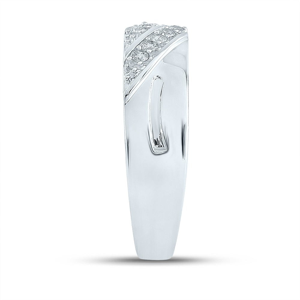 Eternal Love 10kt White Gold His Hers Round Diamond Square Matching Wedding Set 5/8 Cttw - Splendid Jewellery