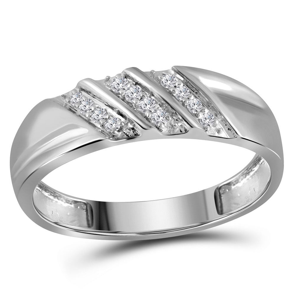 Eternal Love 10kt White Gold His Hers Round Diamond Square Matching Wedding Set - Splendid Jewellery