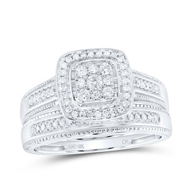 Eternal Love 10kt White Gold His Hers Round Diamond Square Matching Wedding Set - Alternate view 3 from Splendid Jewellery