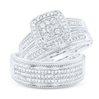 Eternal Love 10kt White Gold His Hers Round Diamond Square Matching Wedding Set - Alternate view 1 from Splendid Jewellery