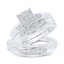 Load image into Gallery viewer, Eternal Love 10kt White Gold His Hers Round Diamond Square Wedding Set - Splendid Jewellery