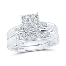 Load image into Gallery viewer, Eternal Love 10kt White Gold His Hers Round Diamond Square Wedding Set - Alternate view 3 from Splendid Jewellery