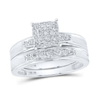 Eternal Love 10kt White Gold His Hers Round Diamond Square Wedding Set - Alternate view 3 from Splendid Jewellery