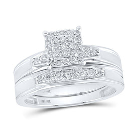Eternal Love 10kt White Gold His Hers Round Diamond Square Wedding Set - Alternate view 3 from Splendid Jewellery