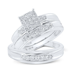 Eternal Love 10kt White Gold His Hers Round Diamond Square Wedding Set - Alternate view 1 from Splendid Jewellery
