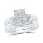 Eternal Love 10kt White Gold His Hers Round Diamond Square Wedding Set - Splendid Jewellery