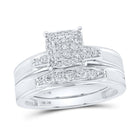 Eternal Love 10kt White Gold His Hers Round Diamond Square Wedding Set - Splendid Jewellery