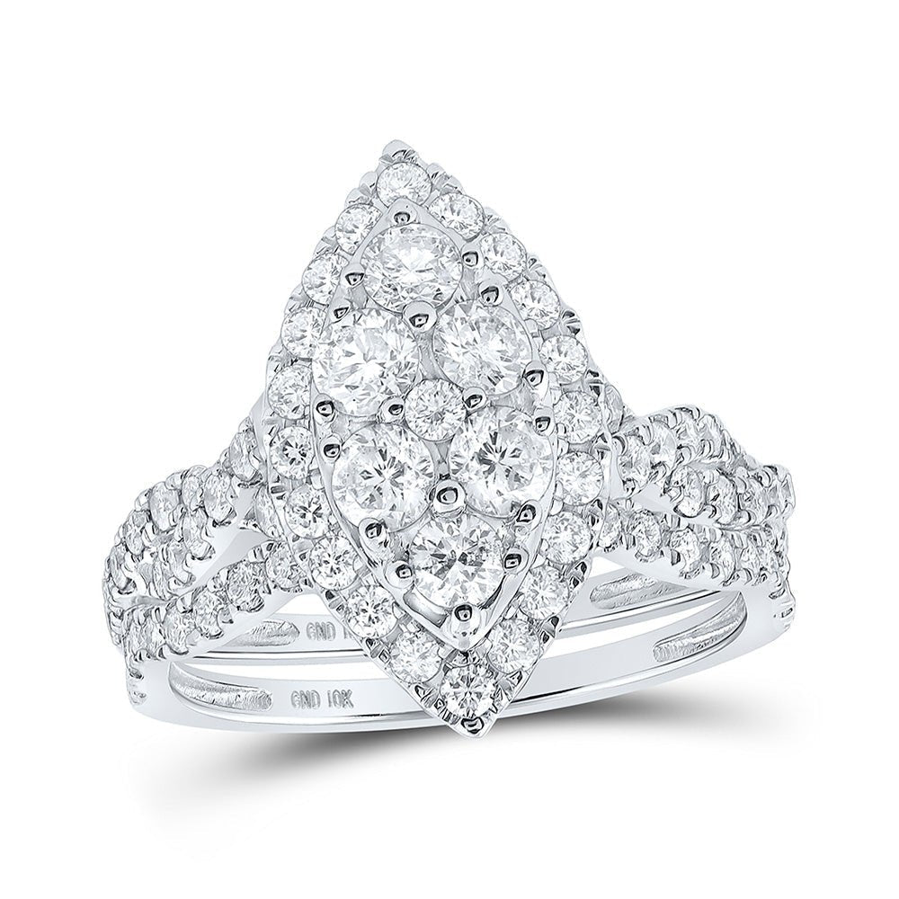 Eternal Love 10kt White Gold Marquise Diamond Bridal Wedding Ring Set - Splendid Jewellery
