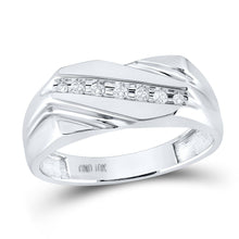 Load image into Gallery viewer, Eternal Love 10kt White Gold Mens Round Diamond Wedding Band Ring 1/8 Cttw - A Timeless Symbol of Commitment - Splendid Jewellery