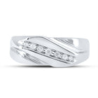 Eternal Love 10kt White Gold Mens Round Diamond Wedding Band Ring 1/8 Cttw - A Timeless Symbol of Commitment Front View from Splendid Jewellery