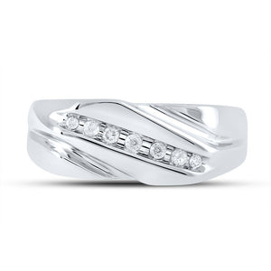 Eternal Love 10kt White Gold Mens Round Diamond Wedding Band Ring 1/8 Cttw - A Timeless Symbol of Commitment - Splendid Jewellery