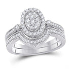 Eternal Love 10kt White Gold Oval Cluster Diamond Wedding Ring Set - Splendid Jewellery