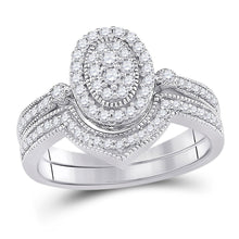 Load image into Gallery viewer, Eternal Love 10kt White Gold Oval Cluster Diamond Wedding Ring Set - Splendid Jewellery