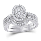 Eternal Love 10kt White Gold Oval Cluster Diamond Wedding Ring Set - Splendid Jewellery