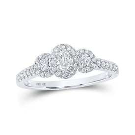Eternal Love 10kt White Gold Oval Diamond 3 - stone Bridal Wedding Engagement Ring - Splendid Jewellery