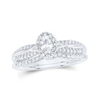 Eternal Love 10kt White Gold Oval Diamond Halo Bridal Wedding Ring Band Set 1/2 Cttw - Splendid Jewellery