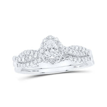 Load image into Gallery viewer, Eternal Love 10kt White Gold Oval Diamond Halo Bridal Wedding Ring Band Set - Splendid Jewellery